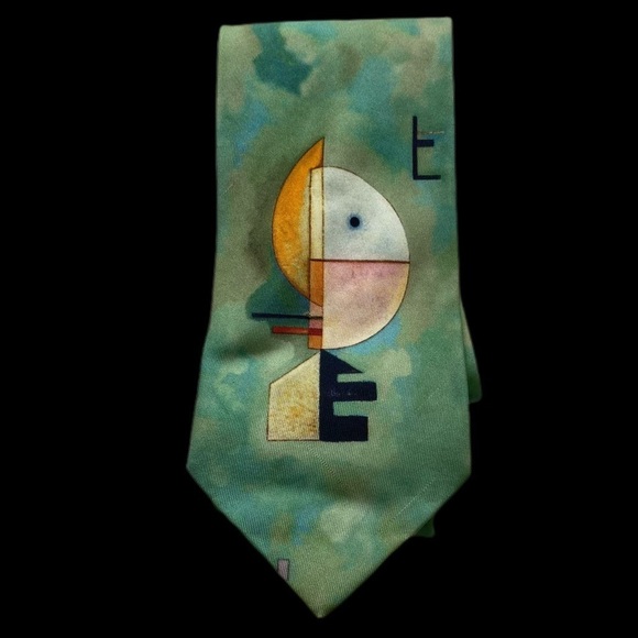 Peggy Guggenheim Collection 100% Silk Geometric Design Tie - Green - Picture 1 of 6